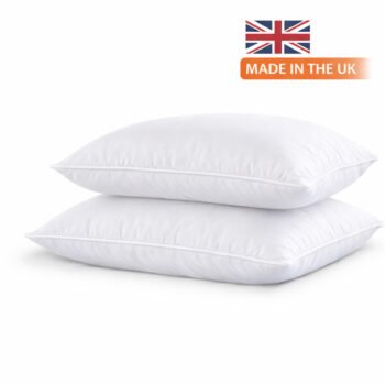 Soft Firm Orthopedic Support Pillow, Hypoallergenic Hollowfibre Bed Pillow, Made in the UK, Machine Washable White