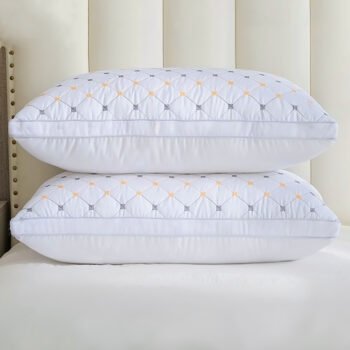 LIVINGANDHOME 2-Pack Premium Starry White Pillow Inserts - 74x48cm, Double-Edged Craftsmanship with Ultra-Plush Microfiber & Robust Support. Experience Hotel-Grade Comfort with Cooling Polyester Fill, Perfect for Beds & Sofas