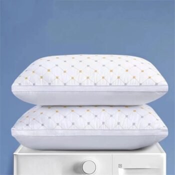 Hotel Quality Pillows 2-Pack, Standard Size - 74*48cm, Hypoallergenic Down Alternative Ultra-fine Fiber Filling, Double-Border & Starry Embroidered Design, Comfortable and Non-collapsing Strong Support Pillow Core, Suitable for Side, Back, and Stomach Sleepers