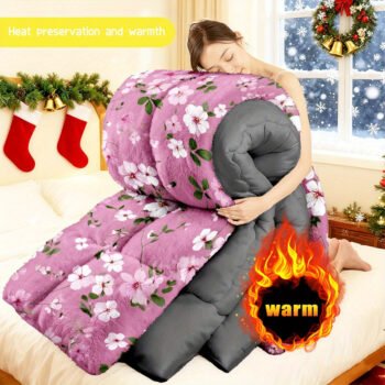 3pcs Set (1 Comforter + 2 Pillow Covers) Milk Velvet Comforter Collection, Soft And Comfortable Warm Bedding Collection, Stylish Milk Fleece Quilt Collection, Perfect Bedding Basics with Floral Design