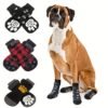 Dog Paw Shoes Waterproof Anti-Slip Traction Control - Adjustable, Black
