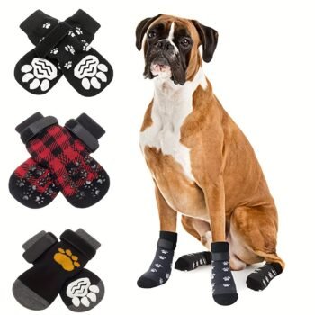 Dog Paw Shoes Waterproof Anti-Slip Traction Control - Adjustable, Black