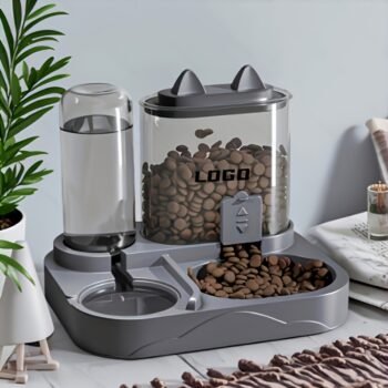 2-in-1 Cat Feeder & Water Dispenser—Dry/Wet Split, No Battery Required