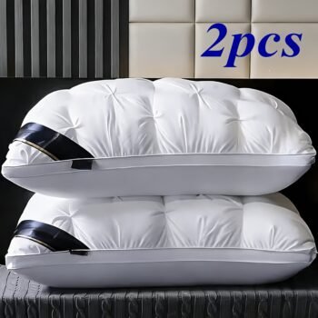 2pcs Luxury Neck Support Pillow - Five-Star Hotel Pillow Quality, High-Density Non-Collapse Core-Comfortable Relax, Deep Sleep Pillows