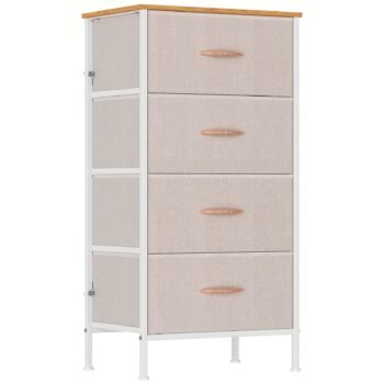 [Spacious Chest Of Drawers] Spacious 4-Drawer Chest Of Drawers with Metal Frame & MDF Wooden Top | Adjustable Feet, Anti-Tip Safety, Storage Unit for Bedroom Or Living Room (45x30x91cm/ 17.7x11.8x35.8inch)