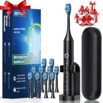 Smart Electric Toothbrush for Adults with 6 Cleaning Modes (Deep Clean, Whitening, Gum Care, Pro Clean, Smart, Massage) - USB, Soft Bristles, Automatic Operation, USB Rechargeable for at- Dental Care