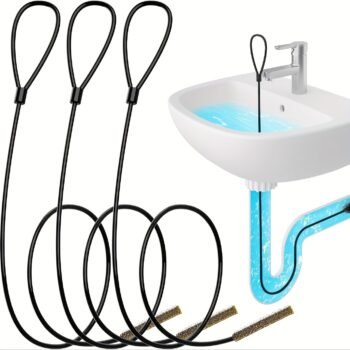 [3pcs Long Stainless Steel Remover] 3pcs Extra Long Stainless Steel Drain Clog Remover Hooks with Nylon Coating - Ideal for Bathroom Sink, Bathtub & Shower Drains
