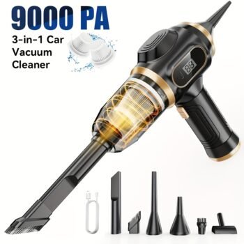 Handheld Electronic Vacuum Cleaner with Super Suction, Featuring a Digital Display, High-Efficiency Design, And Multiple Crevice Tools, Ideal for Cleaning Homes, Dusting Floors, And Tidying Car Interiors