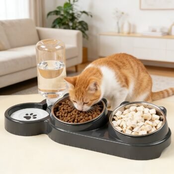Tilted Non-Slip Pet Bowl - Battery-Free Feeding & Drinking for Cats/Dogs