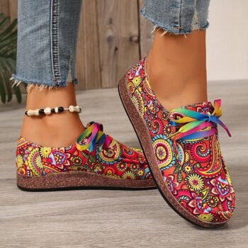 Loafers - Lightweight Slip-On Comfort with Paisley Straps, Multi-Color