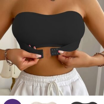 2-Pack Strapless Wire-Free Bandeau Bras—Lift & Full Coverage, Black/White