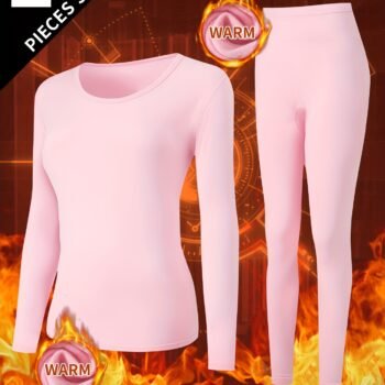 2-Piece Set Women’s Warm Long-Sleeve Top and Leggings | Solid Stretch