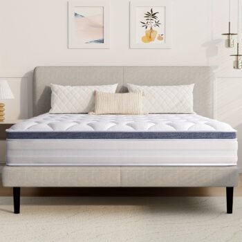22/25cm Memory Foam Hybrid Mattress, Silent Innerspring & Pocket Springs for Cool-Sleep Comfort, Single, Double, Double Sizes, Mattress In A Box