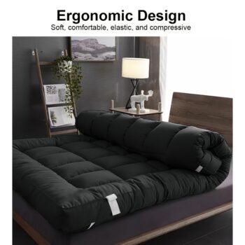 1200 GSM Mattress Topper & Pad for Hotels, 10Cm Extra Thick with Heavy Filling, Ultra Soft Fluffy Microfiber, Box Stitched And Equipped with Elastic Straps, Suitable for UK Single, Double, And King Beds