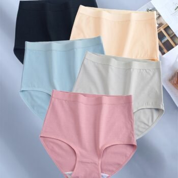 5-Pack High-Waisted Shaping Panties, Breathable Comfort, Solid Color