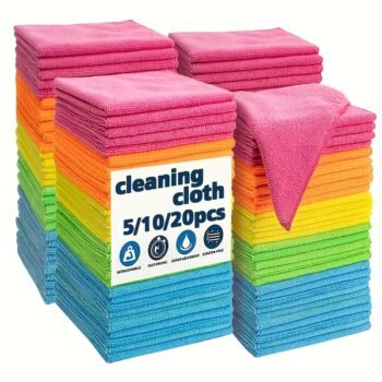 [Microfiber Cloth Pack] 5/10/20pcs Microfiber Cleaning Cloth Pack - Multipurpose Towel for Home & Kitchen Use, Durable & Absorbent, Ideal for Living Room, Bedroom, Bathroom & Furniture, Effortlessly Removes Stains & Grease, Essential Cleaning Supplies
