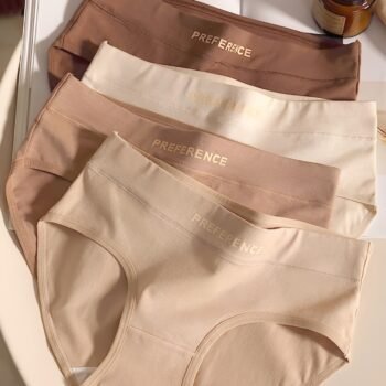 4-Pack Women’s Mid-Waist Underwear, Breathable Hip-Hugging Briefs—Maillard