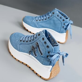 Height-Increasing Sneakers Thick Platform Sole Breathable Comfort White