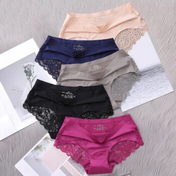 5-Pack Mid-Rise Briefs with Contrast Lace for Comfortable Sexy Wear