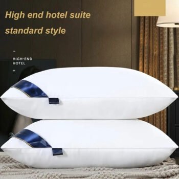 2pcs Grey Hotel Pillows Pillow Supports Neck And Spine For Relaxing Sleep, Pillows For Sleeping, Moisture Absorbing Breathable Household Pillows For Bed, Suitable For Living Room, Bedroom, Home Decoration, Stylish And Elegant.